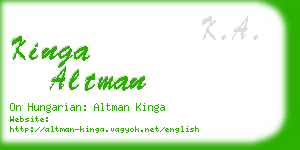 kinga altman business card